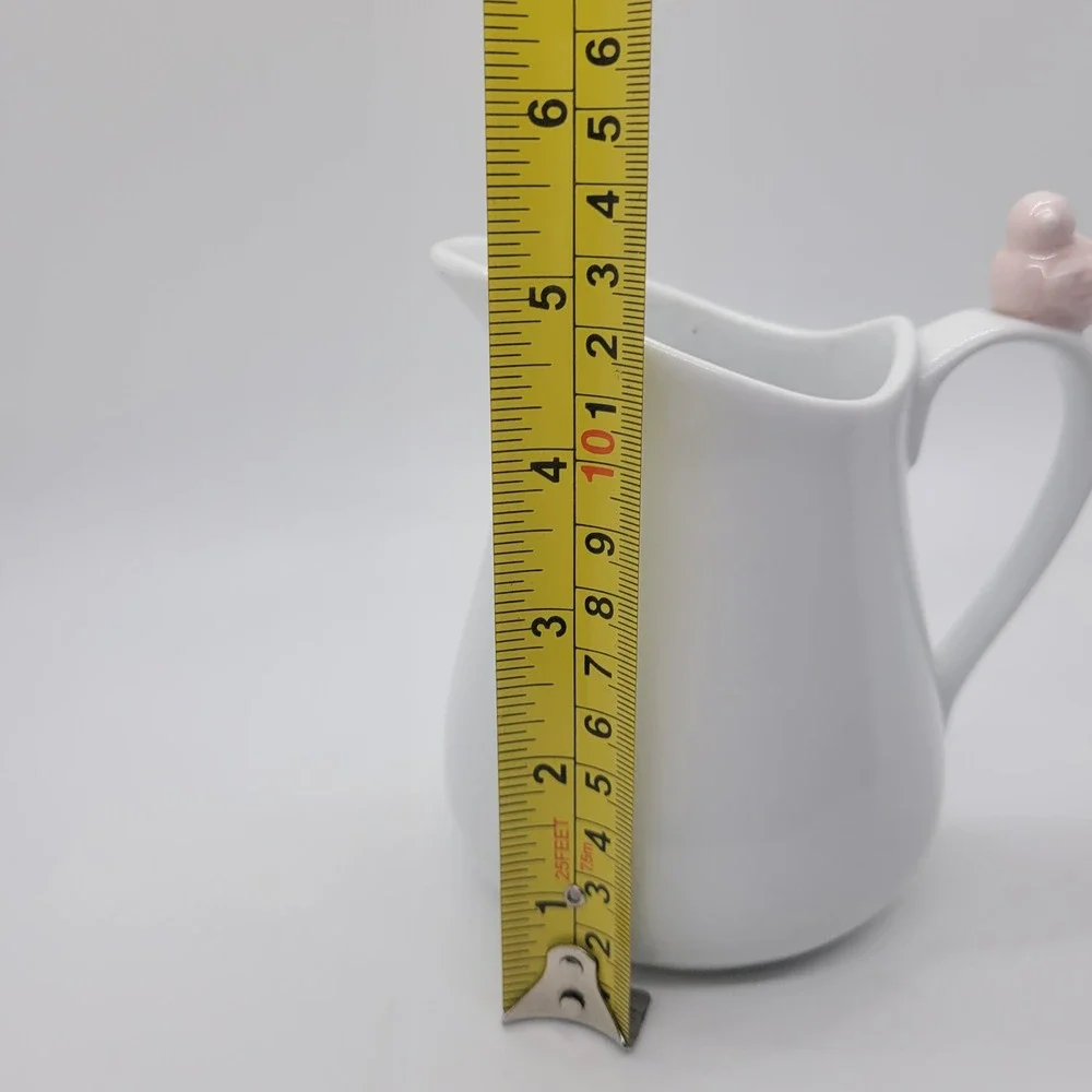 Cordon Bleu BIA White Ceramic Creamer Pitcher with Pink Bird Figurine Handle